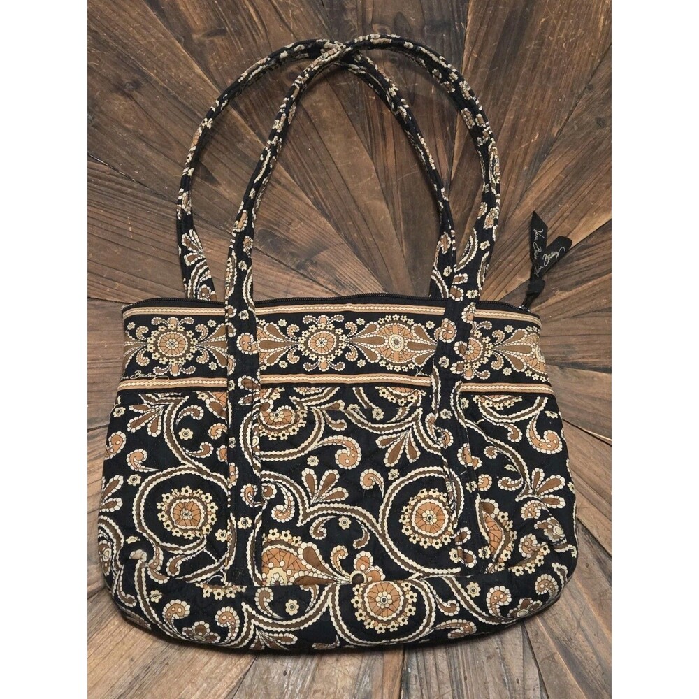 Vera Bradley Medium Paisley Zip Top Tote Bag - Retired Caffe Latte pattern
